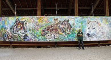 Loups, acrylique sur toile, 10m x 2m15, 2014