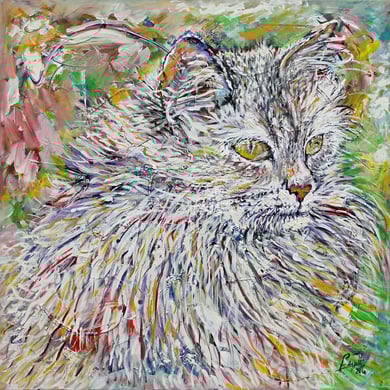 Le Chat-I, acrylique sur toile, 100 x 100 cm, 2016