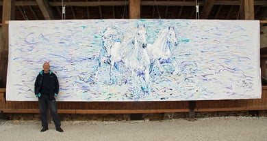Les Chevaux blancs, acrylique sur toile, 6m60 x 2m14, 2015
