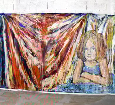 « Alice's Room »  Installation, "Alice et la Medusa",  fresque (partie gauche) - photo: Jean-Louis Borderie