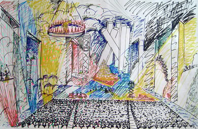 « Bacchus dans les Nuées » Etude pour une opéra contemporain à "La Base-sous-Marine" Bordeaux, 1998