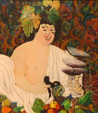 Bacchus, huile sur toile, 70 x 80 cm, 1980.