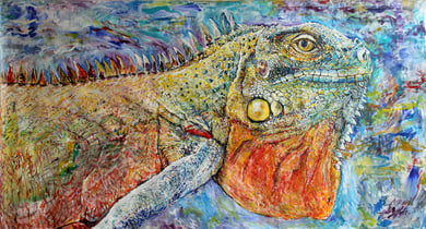 Iguana, acrylique sur toile, 4 x 2.15 m, 2017