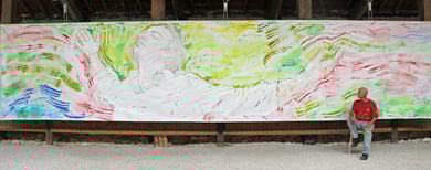 Le Temps du Bonheur, acrylique sur toile, 10 x 2.15 m, 2017