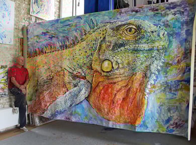 Iguana, acrylique sur toile, 400 x 215 cm, 2017