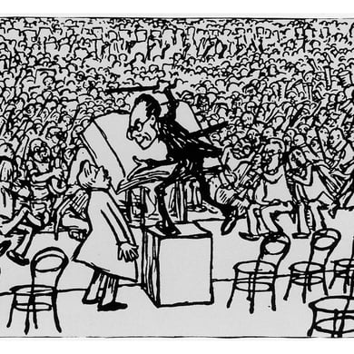 Caricatura de Mahler dirigiendo la 8º sinfonía, 1910.