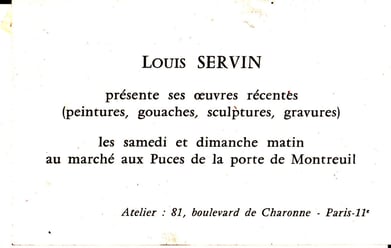 Annonce de la présentation des oeuvres de SERVIN aux puces de Montreuil