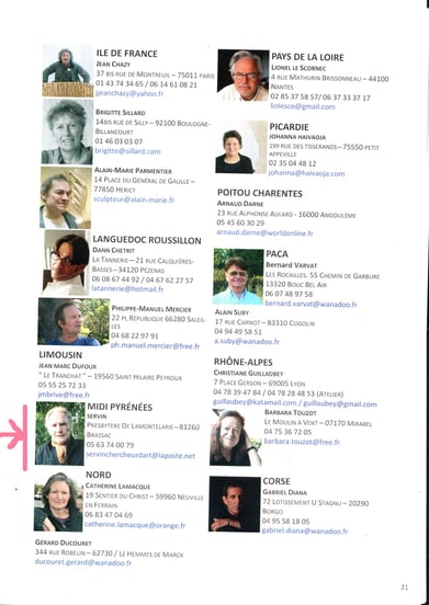 Bulletin, extrait de la page de présentation des délégués de régions