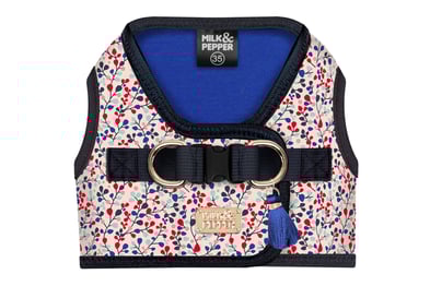 Hundegeschirr Softgeschir floral blätter bunt rosa blau Neopren kleine Hunde Quaste