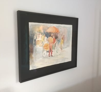 Aquarell einrahmen: schwebende Montage 