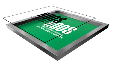 The film is copied onto the screen. Open meshes in the screen are shown in white.