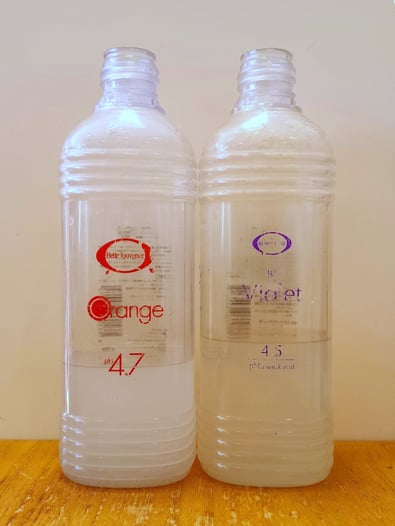 左が前半の10分 右が後半の10分施術後の液