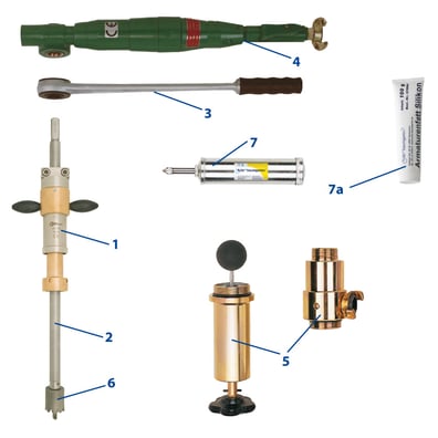 Druckluftmotore, Antriebe, Anbohrmotore, Anbohrmaschinen, Bohrmaschinen, Anbohrgeräte, Anbohrständer, Perfekt 3, Gasleitungen anbohren, Wasserleitungen anbohren, Fräser, Zentrierbohrer, Lochfräser, Sägekranzfräse