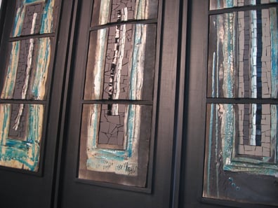 tableaux rakus incrustés de mosaique, theme eau et lumiere