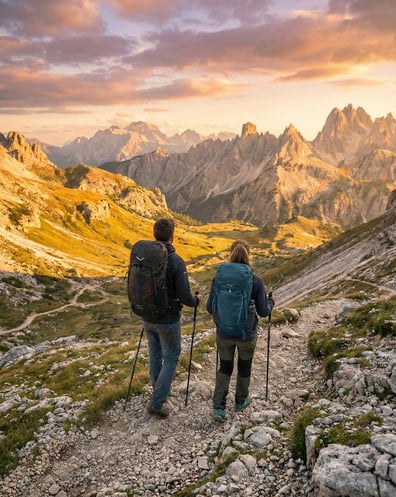 Zwei Wanderer in den Dolomiten