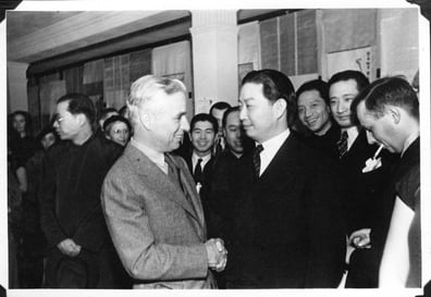 Charlie Chaplin during his second Shanghai visit in 1936.