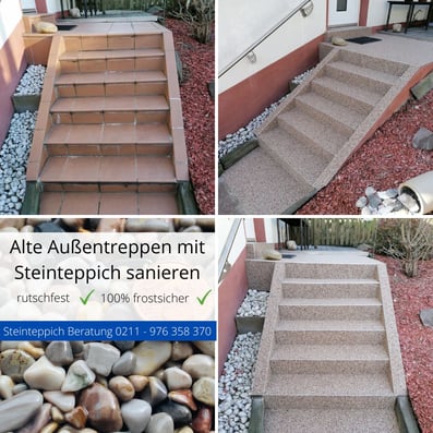 Steinteppich außen verlegen - Ideal für Balkon, Terrasse und Treppe