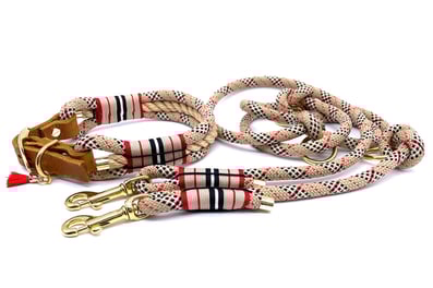 3-reihiges verstellbares Tauhalsband Tauleine Beige Naturtau Glamour