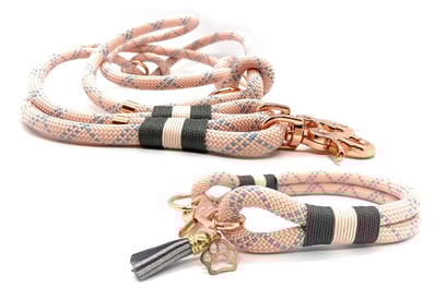 2-reihiges Tauhalsband Tauleine rosegold rosa grau