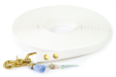 Biothane Schleppleine Weiß Strand Anhänger Quaste Seestern Perlen