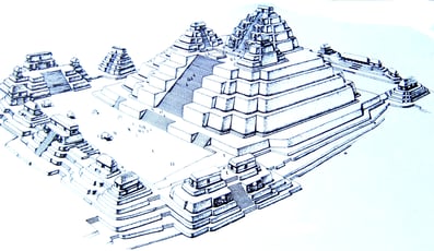 Die Tempel-Pyramide El Tigre, wie sie vermutlich vor 2000 Jahren ausgesehen hat.