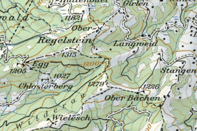 Kartenausschnitt Regelstein / Regulastein