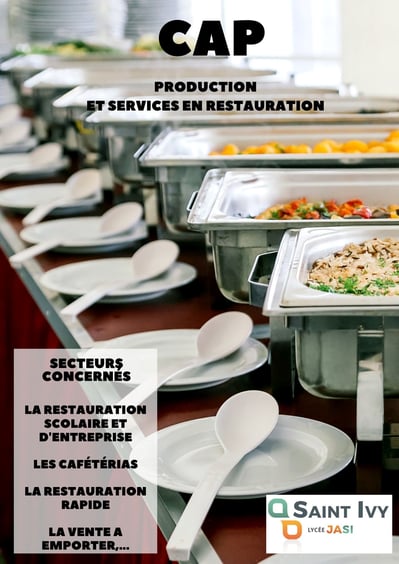 CAP Commercialisation et Services en  Hôtel Café Restaurant - Lycée professionnel Saint Ivy JASI Formation Restauration en Bretagne 56300 Pontivy