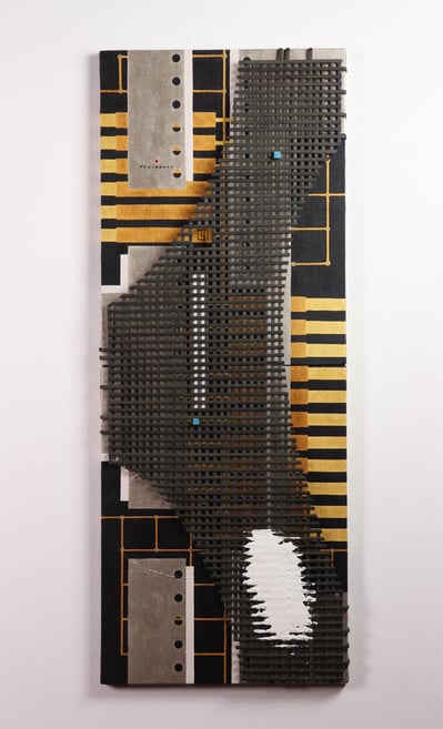 JAPANESE SECRET - SUKIYA 1     318mm×820mm  F6×2  Acrylic, bamboo, plaster, wood   2013   photo by Ryoichi Aratani