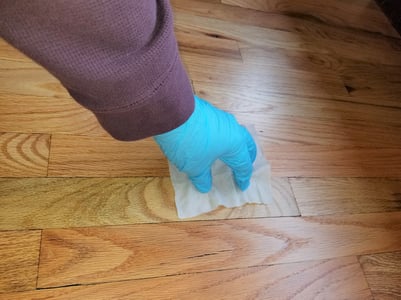 Lead dust wipe being taken as part of a Risk Assessment in Connecticut