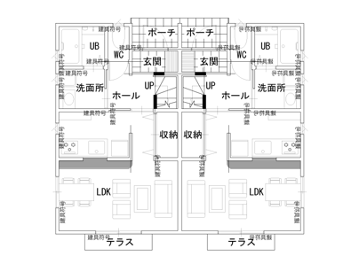 建築分野における意匠図面のサンプル