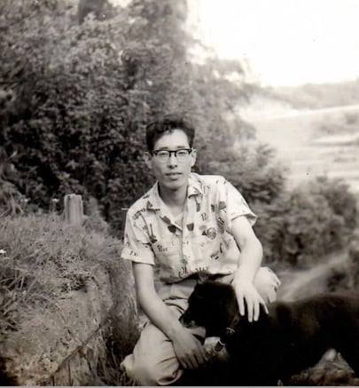愛犬クッキーと 1955年頃
