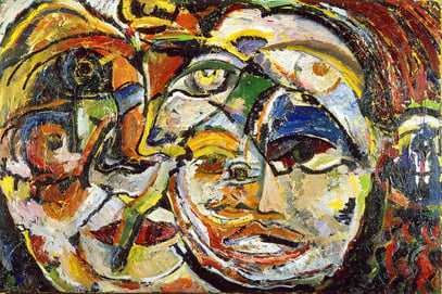 LE VOYAGEUR, huile sur toile, 100 x 70 cm, 1987