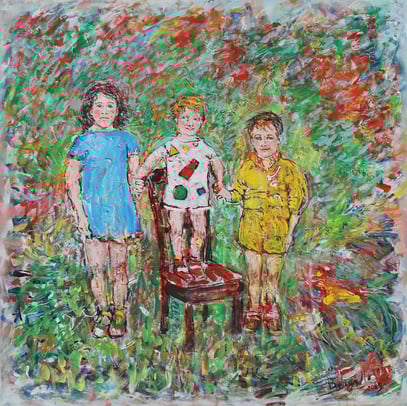 DANS LE JARDIN, acrylique sur toile, 100 x 100 cm, 2025