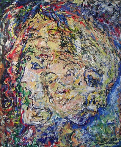 RECOJIMIENTO, acrylique sur bois, 100 x 120 cm, 2004