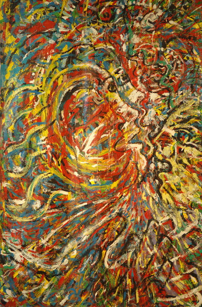 LA FÊTE, acrylique sur toile, 2.20 m x 3.50 m, 1992