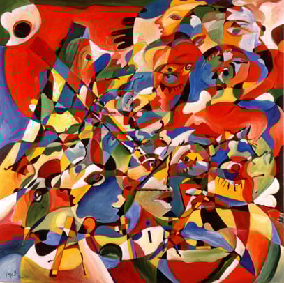 SORTILÈGE, huile sur toile,100 x 100 cm, 1995