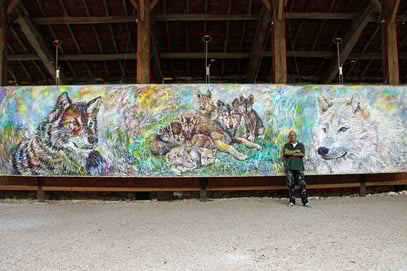 LOUPS, acrylique sur toiile, 10 m x 2.15 m, 2014