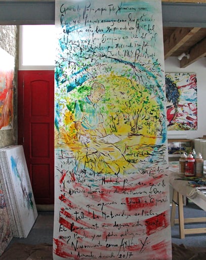 Lettres à mon père, acrylique sur support synthétique, 240 x 100 cm,  2017