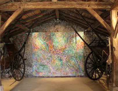 FLEUR DANS LE COURTIOU - Issac, acrylique sur toile, 3 m x 3 m, 2012