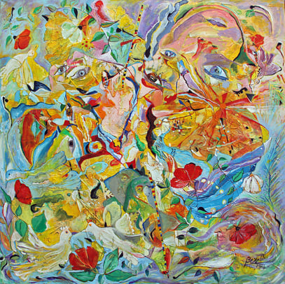 CHANT D'ESPOIR, acrylique sur toile, 100 x 100 cm, 2022
