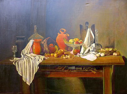 NATURALEZA MUERTA, huile sur toile, 160 x 130 cm, 1965 - Collection Bronsgeest - Pays-Bas