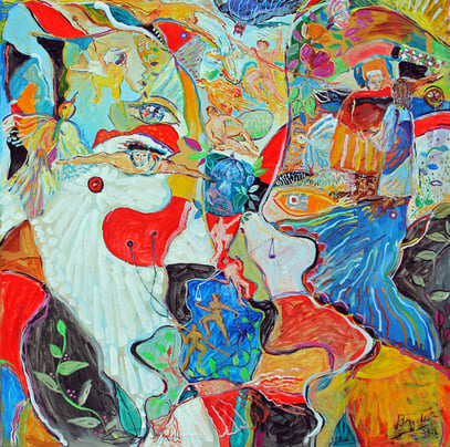 CHANSON, acrylique sur toile, 100 x 100 cm, 2022