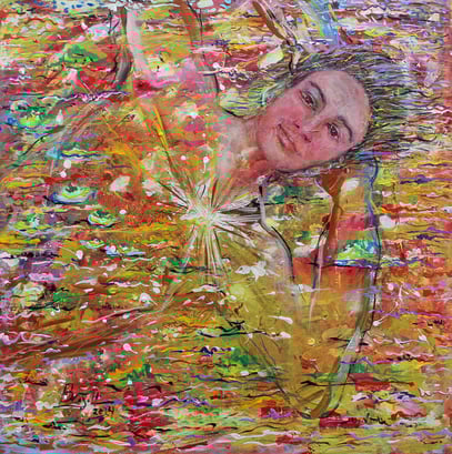 L'IMAGINAIRE DE GULLIVER, acrylique sur toile, 80 x 80 cm, 2024