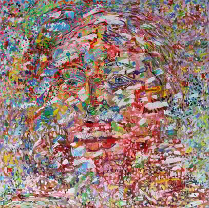 LES COULEURS DE LA PLUIE, acrylique sur toile, 100 x 100 cm, 2024