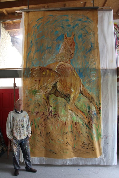 CHEVAL, acrylique sur Papur, 2 x 4 m, 2020