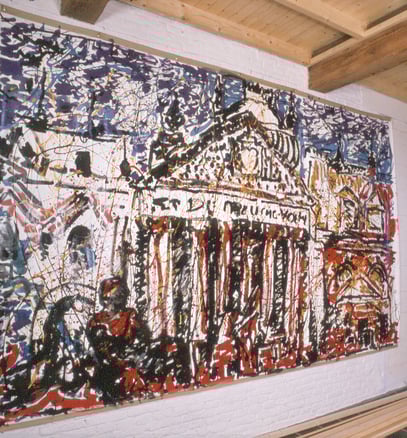 THE REICHSTAG ON FIRE, acrylique sur toile, 4 m x 2.20 m, 1982