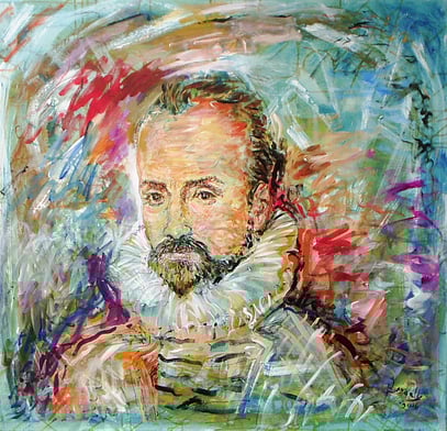 MICHEL DE MONTAIGNE, acrylique sur toile, 100 x 95 cm, 2006