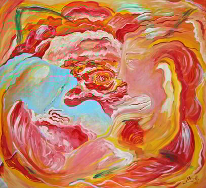 ORFEO Y LA ROSA, acrylique sur toile, 120 x 110 cm, 2012