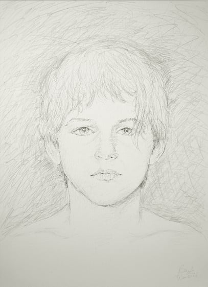 ADOLESCENT, encre et crayon sur toile, 80 x 60 cm, 2006