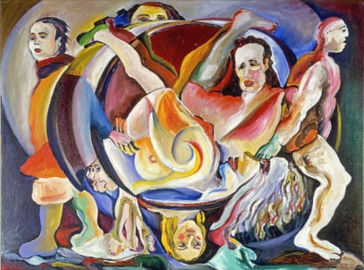 DIE UMGEKEHRTE WELT, acrylique sur toile, 80 x 60 cm, 1986